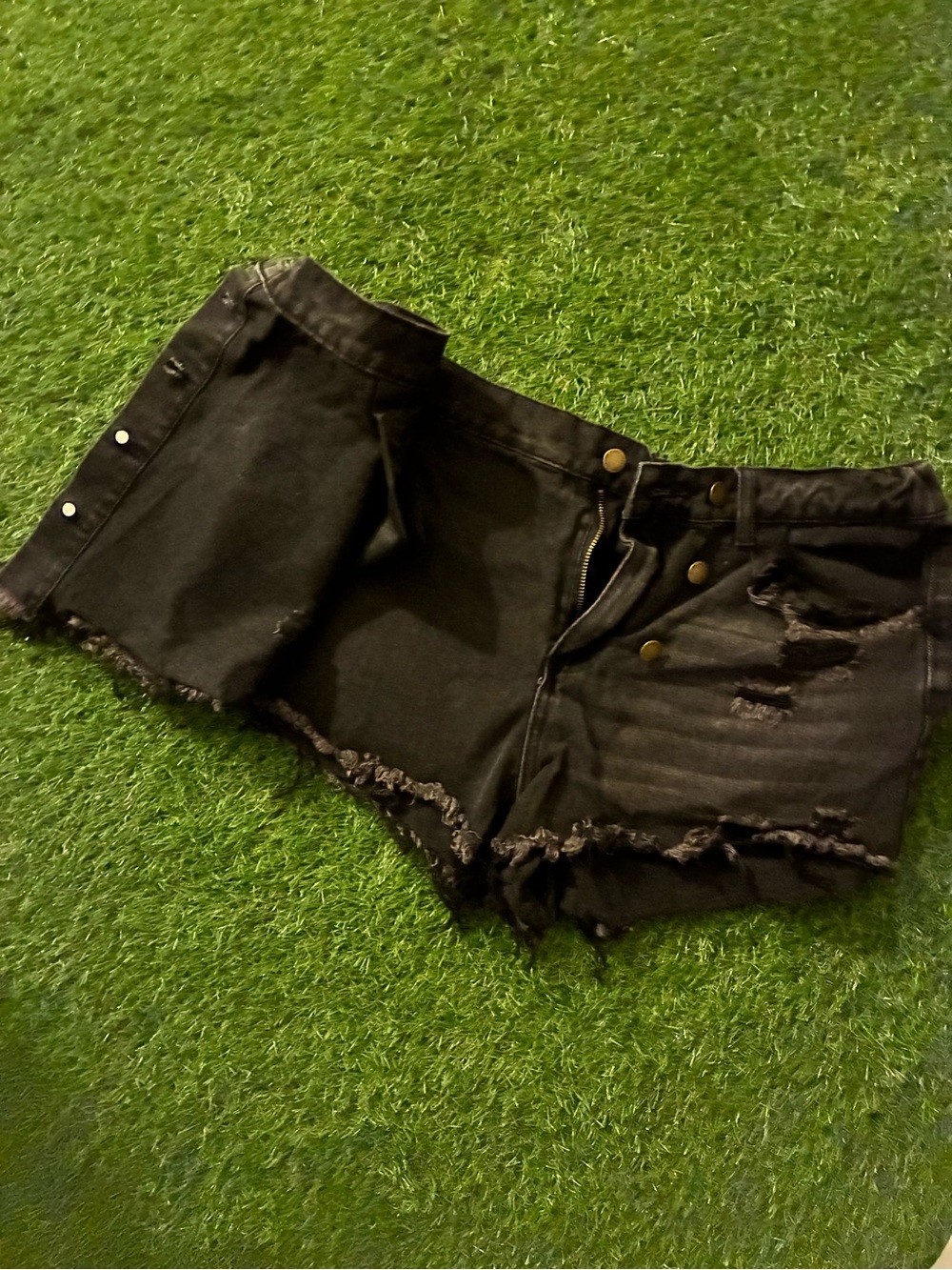 Black Distressed Denim Women’s Skort - Picture 4 of 4
